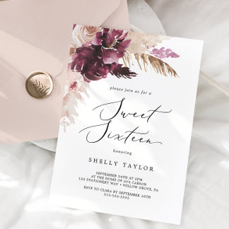 Boho Pampas Grass 16 . Geburtstag Geburtstag Einladung