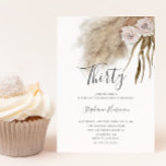 Boho Pampas Grass Adult 30. Geburtstag Party Einladung<br><div class="desc">Moderne und boho Geburtstagsfeier Einladung Karte mit Aquarellbild von Pampas Gras botanisch mit rosa Blume. Ideal für eine Geburtstagsparty im Sommer.</div>