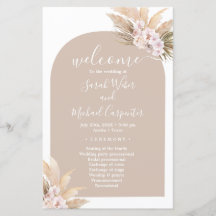 Boho Pampas Grass Arc programme de mariage