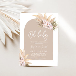 Boho Pampas Grass Arch Baby Shower Einladung