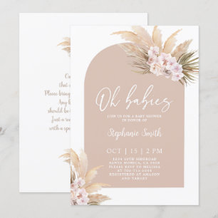 Boho Pampas Grass Arch Baby Shower Twin Girls Einladung