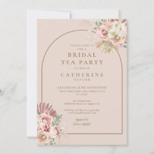 Boho Pampas Grass Arch Bridal Tea Party Invitation