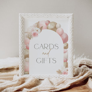 Boho Pampas Grass Arch Kinderduschkarten und Gesch Poster