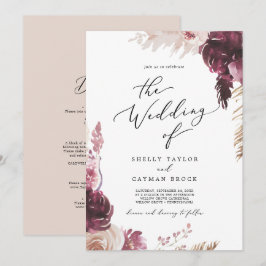 Boho Pampas Grass auf einer Hochzeit Einladung