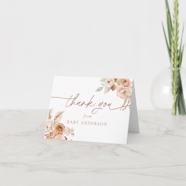 Boho Pampas Grass Baby Dusche Vielen Dank Dankeskarte (Vorderseite)