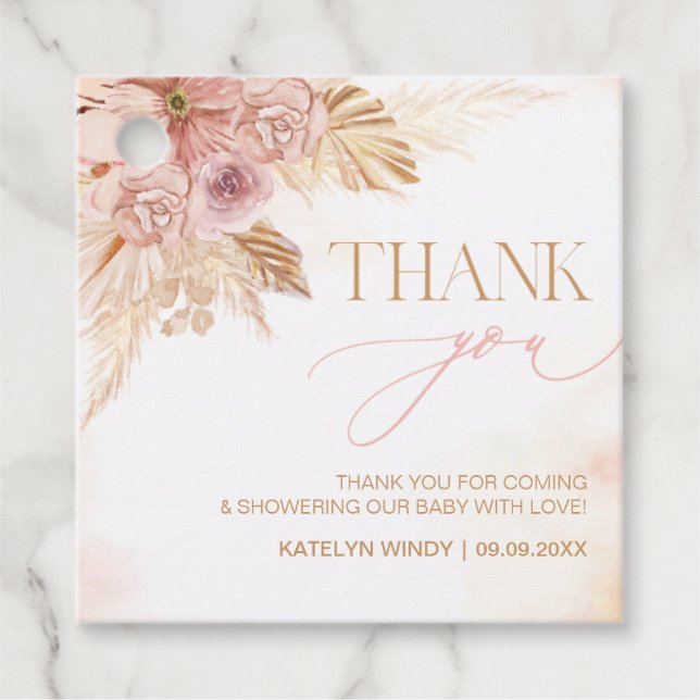 Boho Pampas Grass Baby Dusche Vielen Dank Geschenkanhänger (Vorderseite)