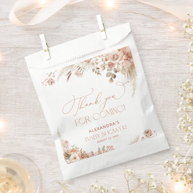 Boho Pampas Grass Baby Dusche Vielen Dank Geschenktütchen (Ausgeschnitten)