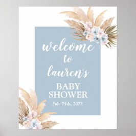 Boho Pampas Grass Baby Shower Boy Begrüßungszeiche Poster