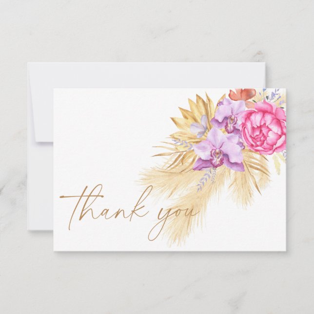 Boho pampas grass - Baby shower merci (Devant)