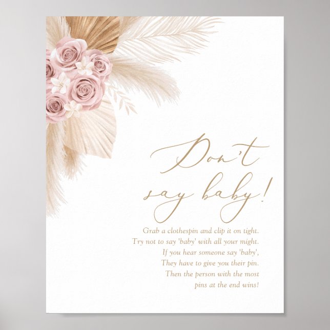 Boho Pampas Grass Babydusche Spät-Night Diapers Poster (Vorne)