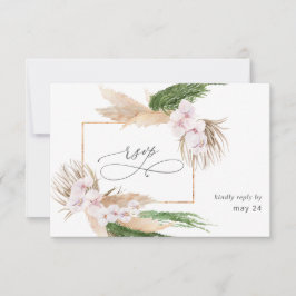 Boho Pampas Grass Beach w Meal RSVP Card