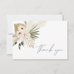 Boho Pampas Grass & Beige Floral Carte de remercie