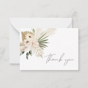 Boho Pampas Grass Beige Floral Danke Note Card Mitteilungskarte