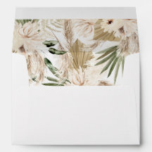 Boho Pampas Grass & Beige Floral Weiße Umschlag