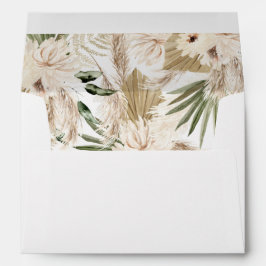 Boho Pampas Grass & Beige Floral Weiße Umschlag