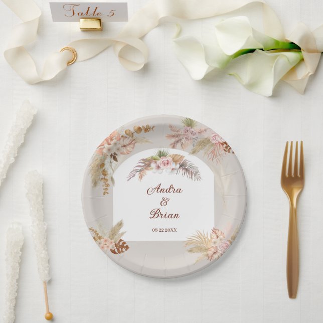 Boho Pampas Grass Besondere Anlass Pappteller (Hochzeit)