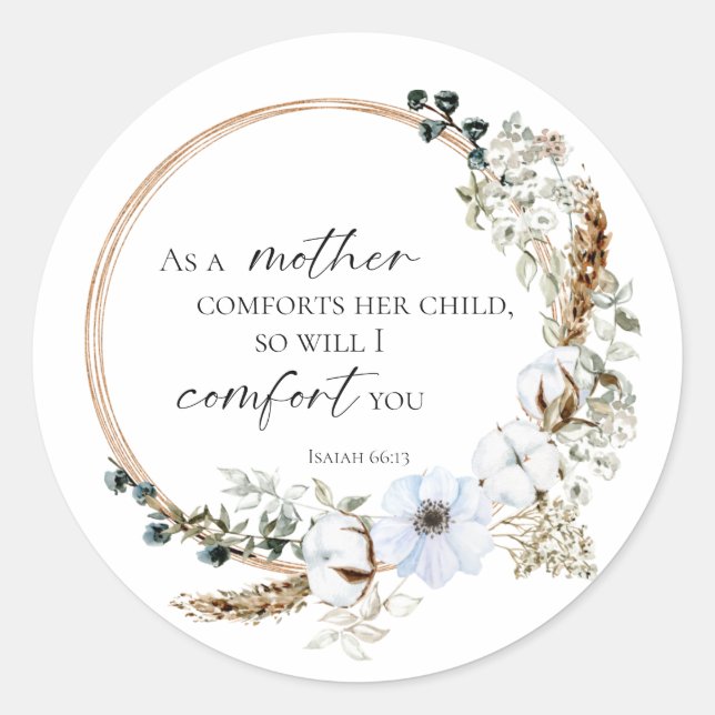 Boho Pampas Grass Bible Verse Gottes Schrift Blume Runder Aufkleber (Vorderseite)