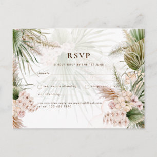 BOHO Pampas Grass Blush Hochzeit Postkarte