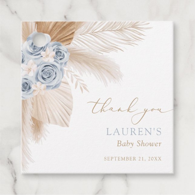Boho Pampas Grass Boy Baby Shower Geschenkanhänger (Vorderseite)