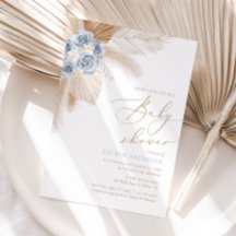 Boho Pampas Grass Boy Baby shower Invitation