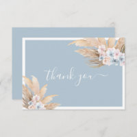 Boho Pampas Grass Boy carte de remerciements