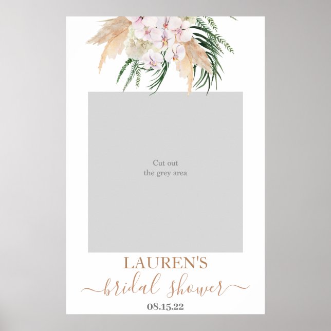 Boho Pampas Grass Brautparty Foto Prop Poster (Vorne)