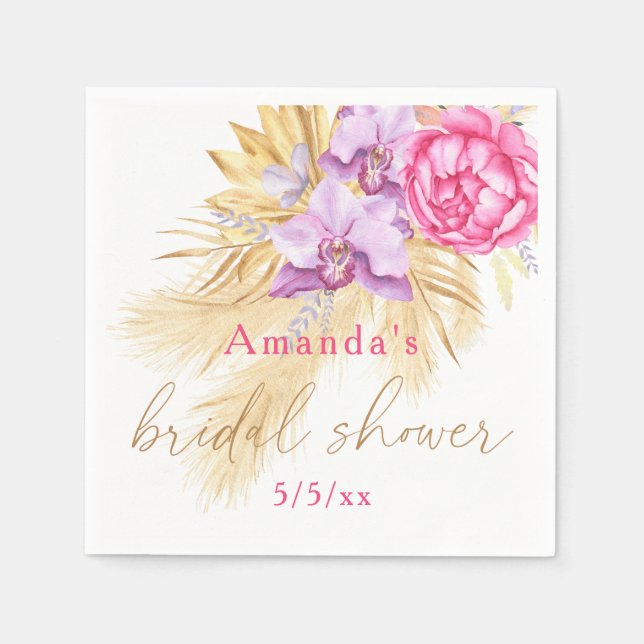Boho pampas grass - Brautparty Serviette (Vorderseite)