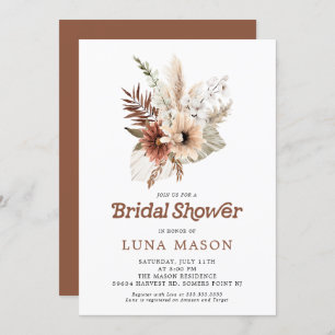 Boho Pampas Grass Bridal Showeuse Invitation