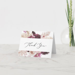 Boho Pampas Grass Carte de remerciements