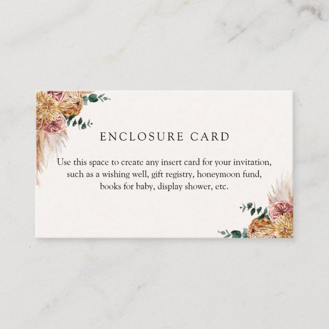 Boho Pampas Grass Custom Begleitkarte (Vorderseite)