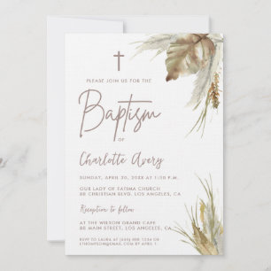 Boho Pampas Grass Custom Taufe Einladung