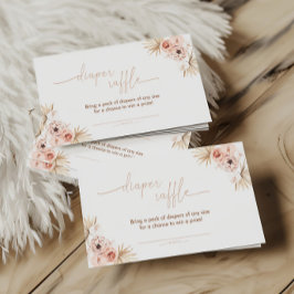 Boho Pampas Grass Diaper Raffekarte Begleitkarte