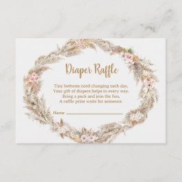 Boho Pampas Grass Diaper Raffle Card | Dusty Rose Begleitkarte