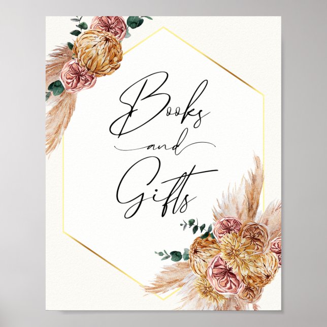 Boho Pampas Grass Driving Bouquet Books and Gifts  Poster (Vorne)