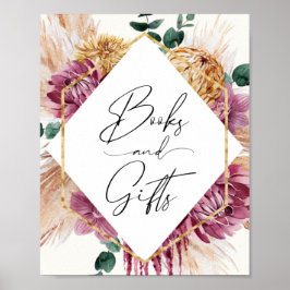 Boho Pampas Grass Driving Bouquet Bücher und Gesch Poster