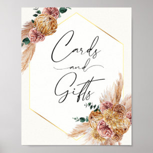 Boho Pampas Grass Driving Bouquet Cards and Gifts Poster