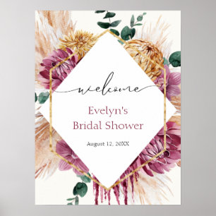 Boho Pampas Grass Driving Bouquet Willkommenspende Poster