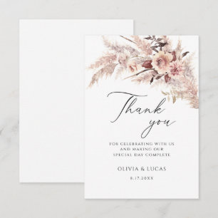 Boho Pampas Grass Dry Blume Blumencreme Hochzeit Dankeskarte