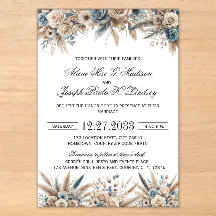 Boho Pampas Grass Elegant Wedding Invitation