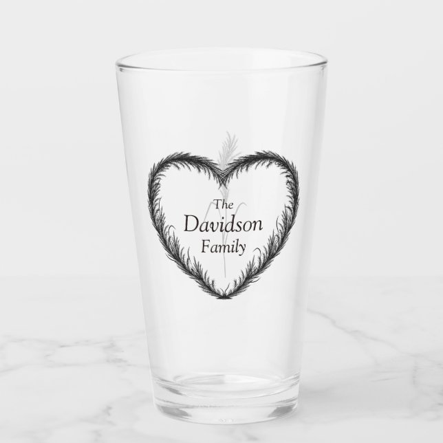 Boho Pampas Grass Familie Name Pint Glass Glas (Vorderseite)