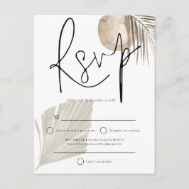 Boho Pampas Grass fan Wedding RSVP Postcard Postkarte