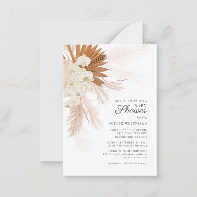 Boho Pampas Grass Floral Baby shower Invitation (Devant)