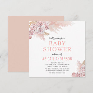 Boho Pampas Grass Floral Baby shower Invitation