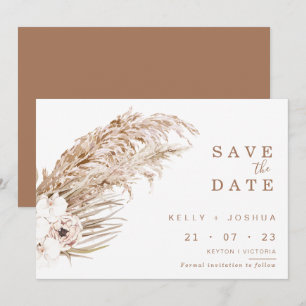 Boho Pampas Grass Floral Enregistrer la carte Date