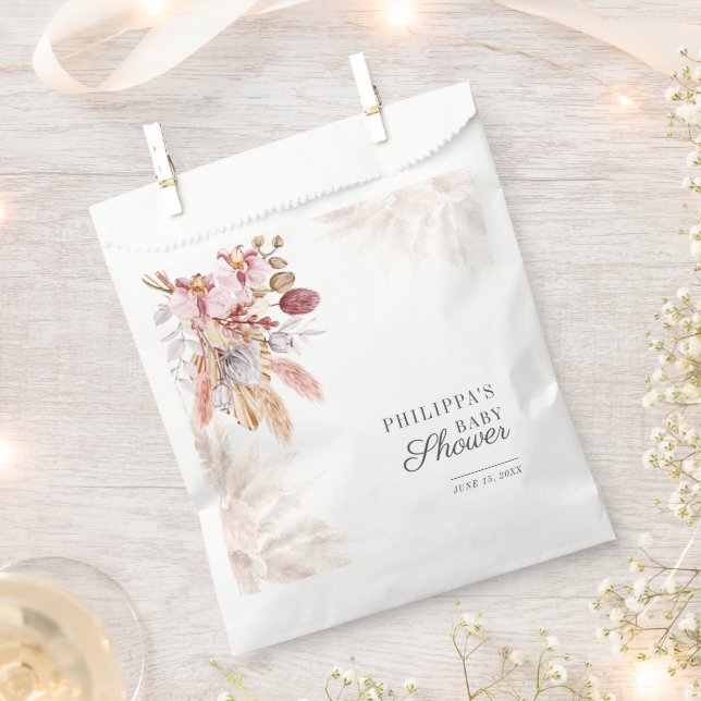 Boho Pampas Grass Floral Girl Babydusche Geschenktütchen (Ausgeschnitten)