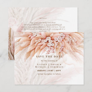 BOHO Pampas Grass Floral Hochzeit speichern das Da Postkarte