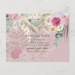 BOHO Pampas Grass Floral Hochzeit speichern das Da Postkarte