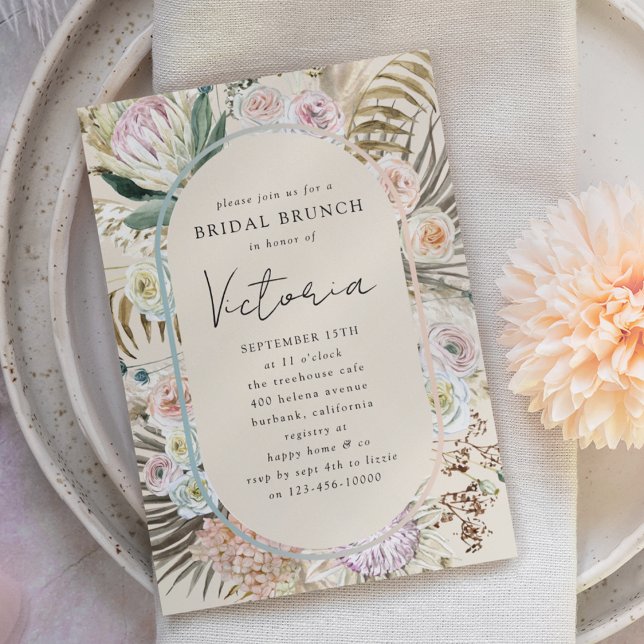 Boho Pampas Grass Florals Bridal Brunch Einladung (Von Creator hochgeladen)