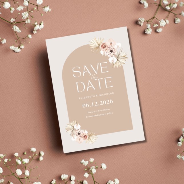 Boho Pampas Grass Foto Hochzeit speichern das Datu Save The Date (Von Creator hochgeladen)