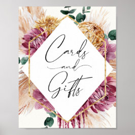 Boho Pampas Grass, getrocknet Bouquet Karten und G Poster